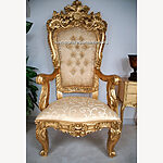 A Beautiful Emperor Rose Large Ornate Throne Chair Shown In Gold Leaf And With Crystal Diamond Butto - Hampshire Barn Interiors - A Beautiful Emperor Rose Large Ornate Throne Chair Shown In Gold Leaf And With Crystal Diamond Buttons -