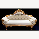 A Catherine Ornate Gold Royal Wedding 3 Piece Set Suite One Sofa And Two Chairs In Faux Cream Leather With Diamond Crystal Buttons 4 - Hampshire Barn Interiors - A Catherine Ornate Gold Royal Wedding 3 Piece Set / Suite (One Sofa And Two Chairs) In Faux Cream Leather With Diamond Crystal Buttons -