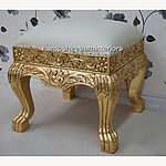 A Gold Leaf Heavily Carved Wedding Or Event Or Home Stool Ottoman Seat 1 - Hampshire Barn Interiors - A Gold Leaf Heavily Carved Wedding Or Event Or Home Stool / Ottoman Seat -