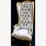A Gold Ornate High Back Porters Arm Chair In Gold Leaf And Mercury Crushed Velvet 2 - Hampshire Barn Interiors - A Gold Ornate High Back Porters Arm Chair In Gold Leaf And Mercury Crushed Velvet -