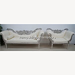 A Prianka 3 Piece Wedding Set Sofa Plus Two Chairs In Silver Leaf And White Faux Leather 3 - Hampshire Barn Interiors - A Prianka 3 Piece Wedding Set (Sofa Plus Two Chairs) In Silver Leaf And White Faux Leather -