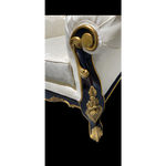 Antiqued Gold Leaf Louis Huge Arm Chair Black With Gold Shop Home Diva Shown In An Ivory Cream Damask Type Fabric 3 - Hampshire Barn Interiors - Antiqued Gold Leaf Louis Huge Arm Chair Black With Gold Shop Home Diva Shown In An Ivory Cream Damask Type Fabric -