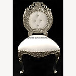 Avalon Ornate Silver Leaf Chair Upholstered In Easiclean White Faux Leather And Crystal Buttons 4 - Hampshire Barn Interiors - Avalon Ornate Silver Leaf Chair Upholstered In Easiclean White Faux Leather And Crystal Buttons -