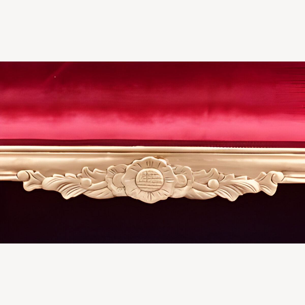 Beautiful Chaise Gold Leaf Frame With Red Velvet Fabric Medium Size 7 - Hampshire Barn Interiors - Beautiful Chaise Gold Leaf Frame With Red Velvet Fabric Medium Size -