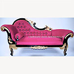 Beautiful Fuchsia Pink Hampshire Chaise With Black Frame With Ornate Gold Highlights With Crystals 1 - Hampshire Barn Interiors - Beautiful Fuchsia Pink Hampshire Chaise With Black Frame With Ornate Gold Highlights With Crystals -