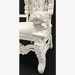 Beautiful Large Flower Rose Carved Throne Chair In Gloss Lacquered White With White Faux Leather And Crystal Buttons 5 - Hampshire Barn Interiors - Beautiful Large Flower Rose Carved Throne Chair In Gloss Lacquered White With White Faux Leather And Crystal Buttons -