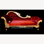 Beautiful Large Gold Leaf Red Velvet Hampshire Chaise Longue Stunning 1 - Hampshire Barn Interiors - Beautiful Large Gold Leaf & Red Velvet Hampshire Chaise Longue Stunning -