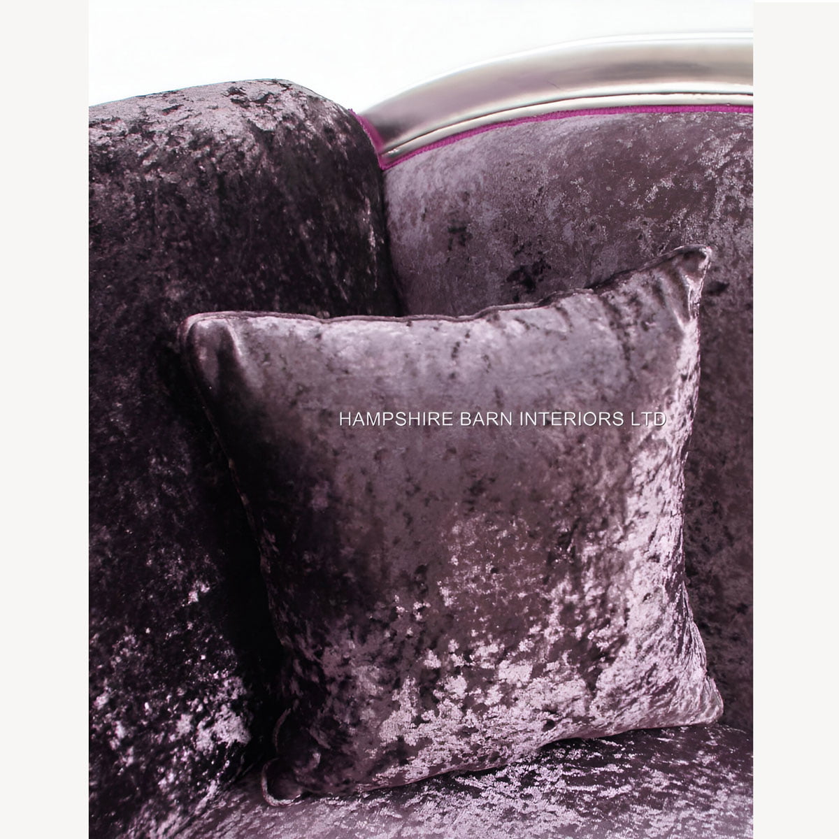 Beautiful Silver Leaf Ornate Platinum Chaise With Crushed Purple Mulberry Velvet 2 - Hampshire Barn Interiors - Beautiful Silver Leaf Ornate Platinum Chaise With Crushed Purple Mulberry Velvet -