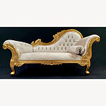 Chaise Hampshire Sofa In Gold Leaf Frame Upholstered In Ivory Cream Crushed Velvet With Crystal Buttoning 1 - Hampshire Barn Interiors - Chaise Hampshire Sofa In Gold Leaf Frame Upholstered In Ivory Cream Crushed Velvet With Crystal Buttoning -