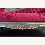 Chaise Hampshire Sofa In Silver Leaf Frame Upholstered In Fuchsia Pink Crushed Velvet With Crystal Buttoning 3 - Hampshire Barn Interiors - Chaise Hampshire Sofa In Silver Leaf Frame Upholstered In Fuchsia Pink Crushed Velvet With Crystal Buttoning -