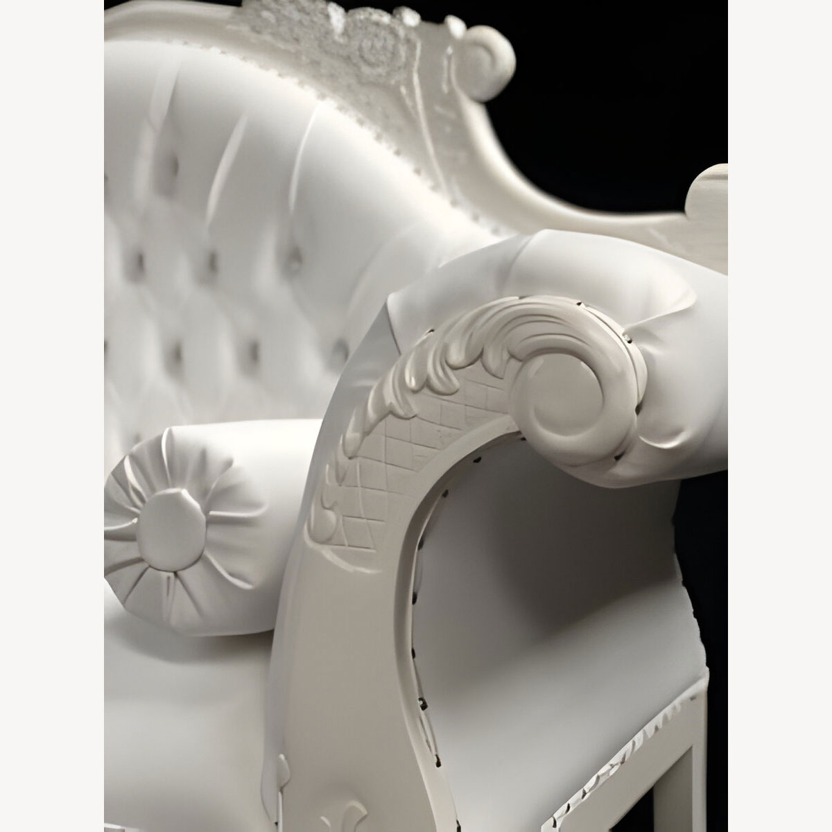 Charles Louis Cuddler Love Seat Chaise Sofa In Gloss White Frame With White Faux Leather And Crystals 6 - Hampshire Barn Interiors - Charles Louis Cuddler Love Seat Chaise Sofa In Gloss White Frame With White Faux Leather And Crystals -