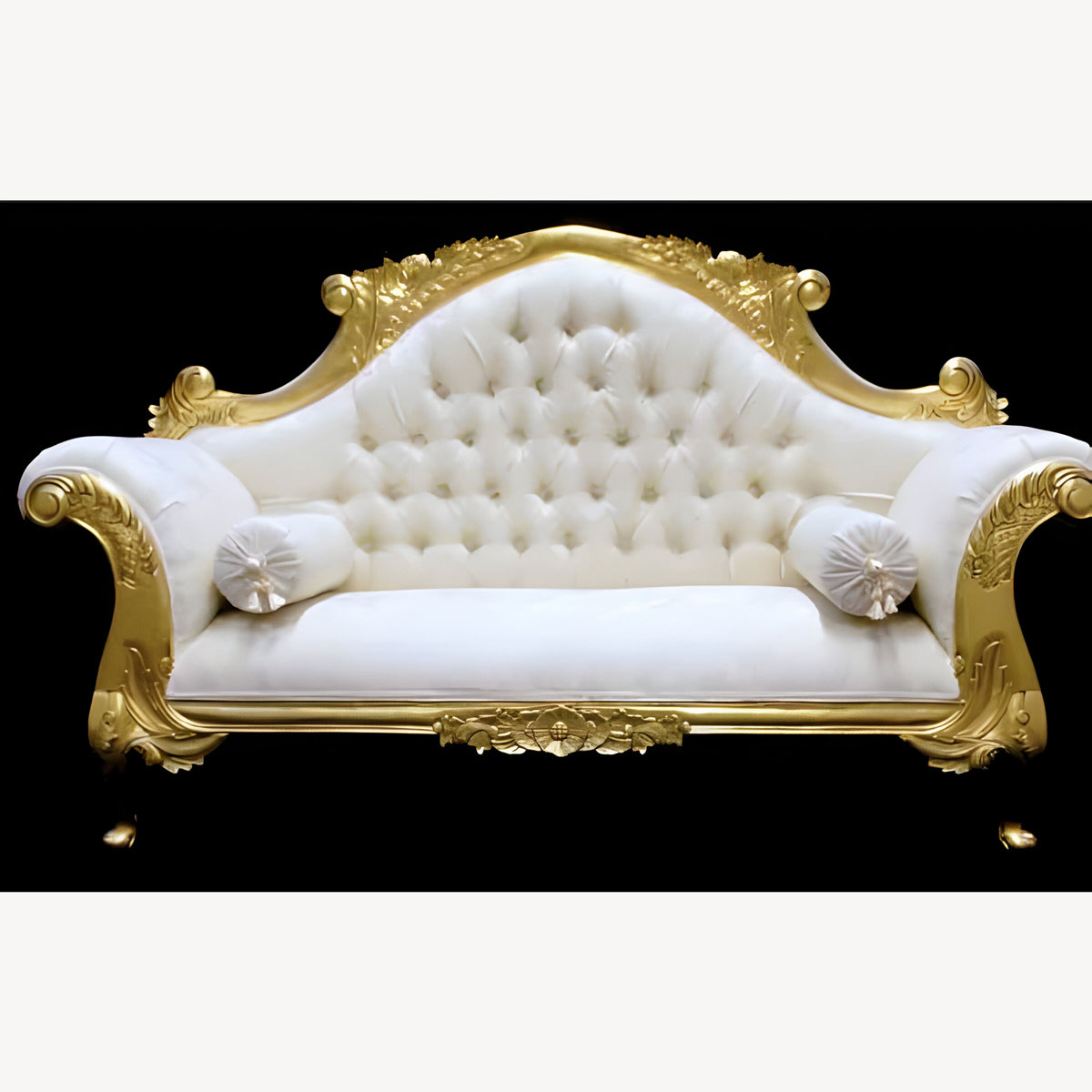 Charles Louis Cuddler Love Seat Chaise Sofa In Gold Leaf Frame With Ivory Cream Fabric 1 - Hampshire Barn Interiors - Charles Louis Cuddler Love Seat Chaise Sofa In Gold Leaf Frame With Ivory Cream Fabric -