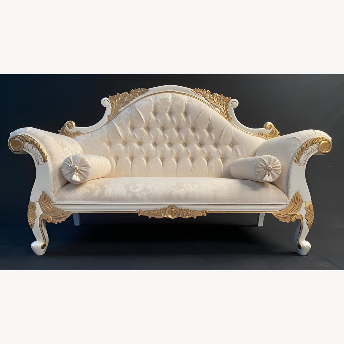 Charles Louis Cuddler Love Seat Wedding Set Gold And White Sofa Plus Two Chairs 1 - Hampshire Barn Interiors - Charles Louis Cuddler Love Seat Wedding Set Gold And White Sofa Plus Two Chairs -