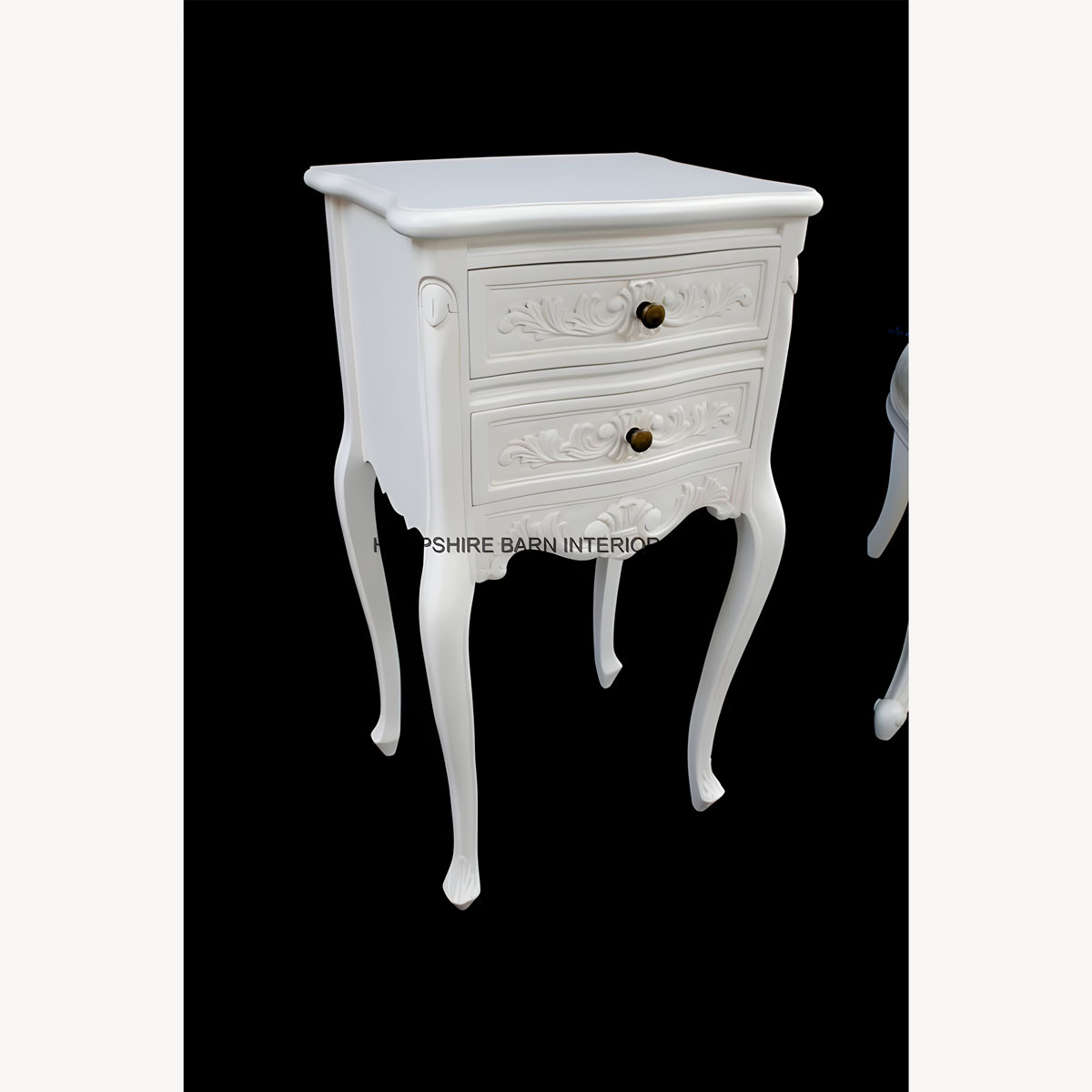 Chateau French Style White Painted Bedside Cabinet Or Lamp Table 2 Drawers 3 - Hampshire Barn Interiors - Chateau French Style White Painted Bedside Cabinet Or Lamp Table 2 Drawers -