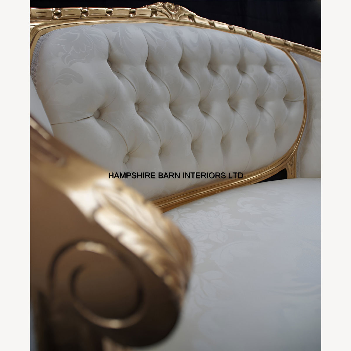 Double Ended Gold Ivory French Louis Ornate Chaise Longue Sofa Home Salon 4 - Hampshire Barn Interiors - Double Ended Gold Ivory French Louis Ornate Chaise Longue Sofa Home Salon -
