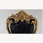 Emperor Great Large Unique Throne Chair In Black Finish With Hand Applied Gold Detailing And Upholstered In A Black Crushed Velvet 6 - Hampshire Barn Interiors - Emperor Great Large Unique Throne Chair In Black Finish With Hand Applied Gold Detailing And Upholstered In A Black Crushed Velvet -