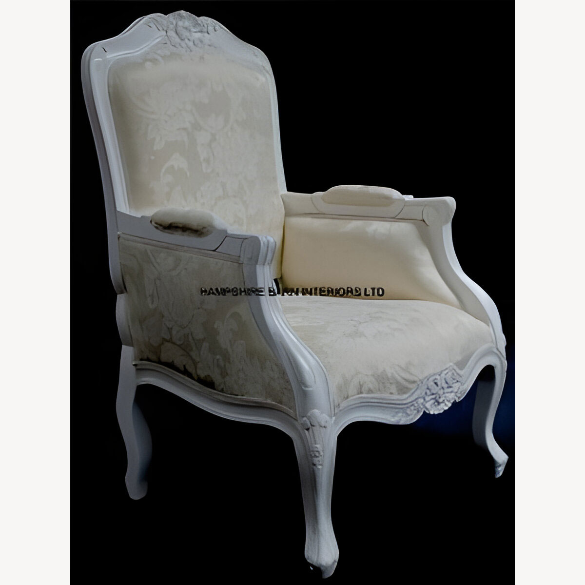 French Chateau Style Ornate Arm Chair Bedroom Antique White Boudoir Shop Lounge 2 - Hampshire Barn Interiors - French Chateau Style Ornate Arm Chair Bedroom Antique White Boudoir Shop Lounge -