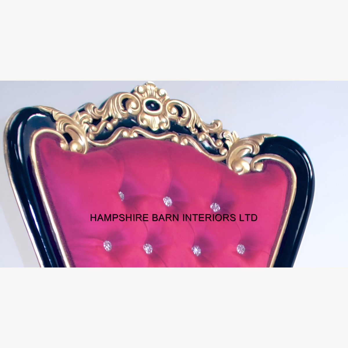 Fuchsia Pink Chair Mayfair Dining Throne Black And Gold Baroque With Crystal Buttons 2 - Hampshire Barn Interiors - Fuchsia Pink Chair Mayfair Dining Throne Black And Gold Baroque With Crystal Buttons -