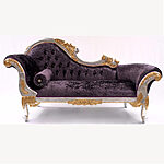 Gold And Silver Framed Hampshire Chaise With Purple Mulberry Crushed Velvet And Crystal Buttons 4 - Hampshire Barn Interiors - Gold And Silver Framed Hampshire Chaise With Purple Mulberry Crushed Velvet And Crystal Buttons -