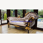 Gold Leaf And Mahogany Hampshire Chaise Medium Size Shown In A Mink Coloured Crushed Velvet 3 - Hampshire Barn Interiors - Gold Leaf And Mahogany Hampshire Chaise Medium Size Shown In A Mink Coloured Crushed Velvet -