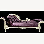 Large Hampshire Chaise In Silver Leaf Frame With Purple Crushed Velvet 1 - Hampshire Barn Interiors - Large Hampshire Chaise In Silver Leaf Frame With Purple Crushed Velvet -