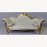 Large Mayfair Wedding Sofa In Gold Leaf Frame 3 Seater With Ivory Cream Damask With Two Matching Palace Throne Chairs Crystal Buttoning 2 - Hampshire Barn Interiors - Large Mayfair Wedding Sofa In Gold Leaf Frame 3 Seater With Ivory Cream Damask With Two Matching Palace Throne Chairs Crystal Buttoning -
