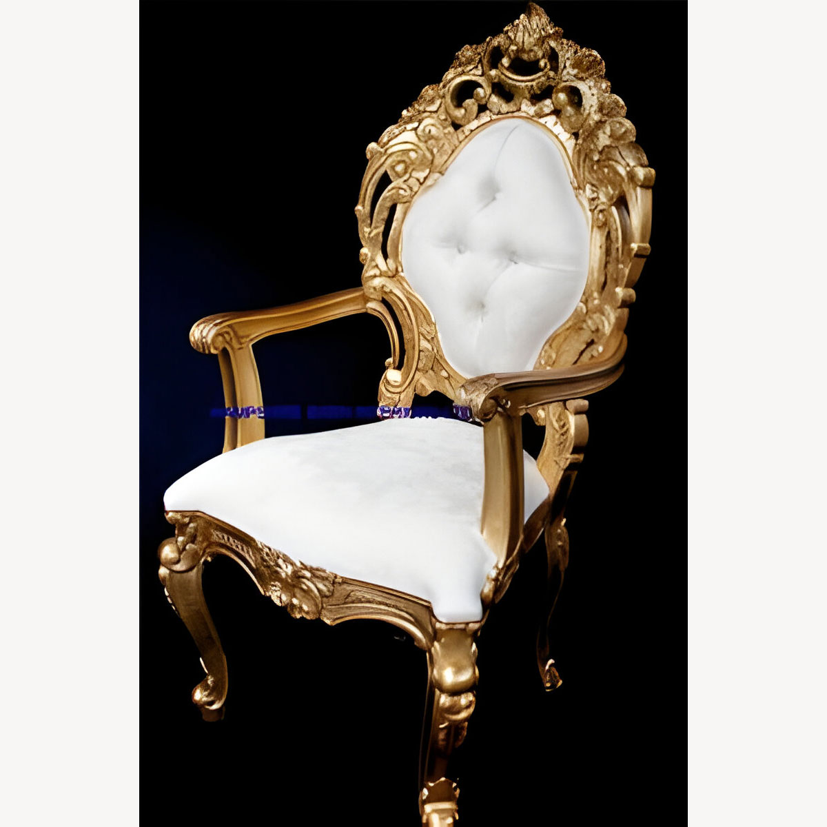Large Mayfair Wedding Sofa In Gold Leaf Frame 3 Seater With Ivory Cream Damask With Two Matching Palace Throne Chairs Crystal Buttoning 3 - Hampshire Barn Interiors - Large Mayfair Wedding Sofa In Gold Leaf Frame 3 Seater With Ivory Cream Damask With Two Matching Palace Throne Chairs Crystal Buttoning -