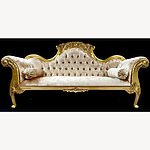 Large Mayfair Wedding Sofa With Gold Leaf Frame With Ivory Cream Crushed Velvet Fabric With 2 X Roll Cushions 1 - Hampshire Barn Interiors - Large Mayfair Wedding Sofa With Gold Leaf Frame With Ivory Cream Crushed Velvet Fabric With 2 X Roll Cushions -