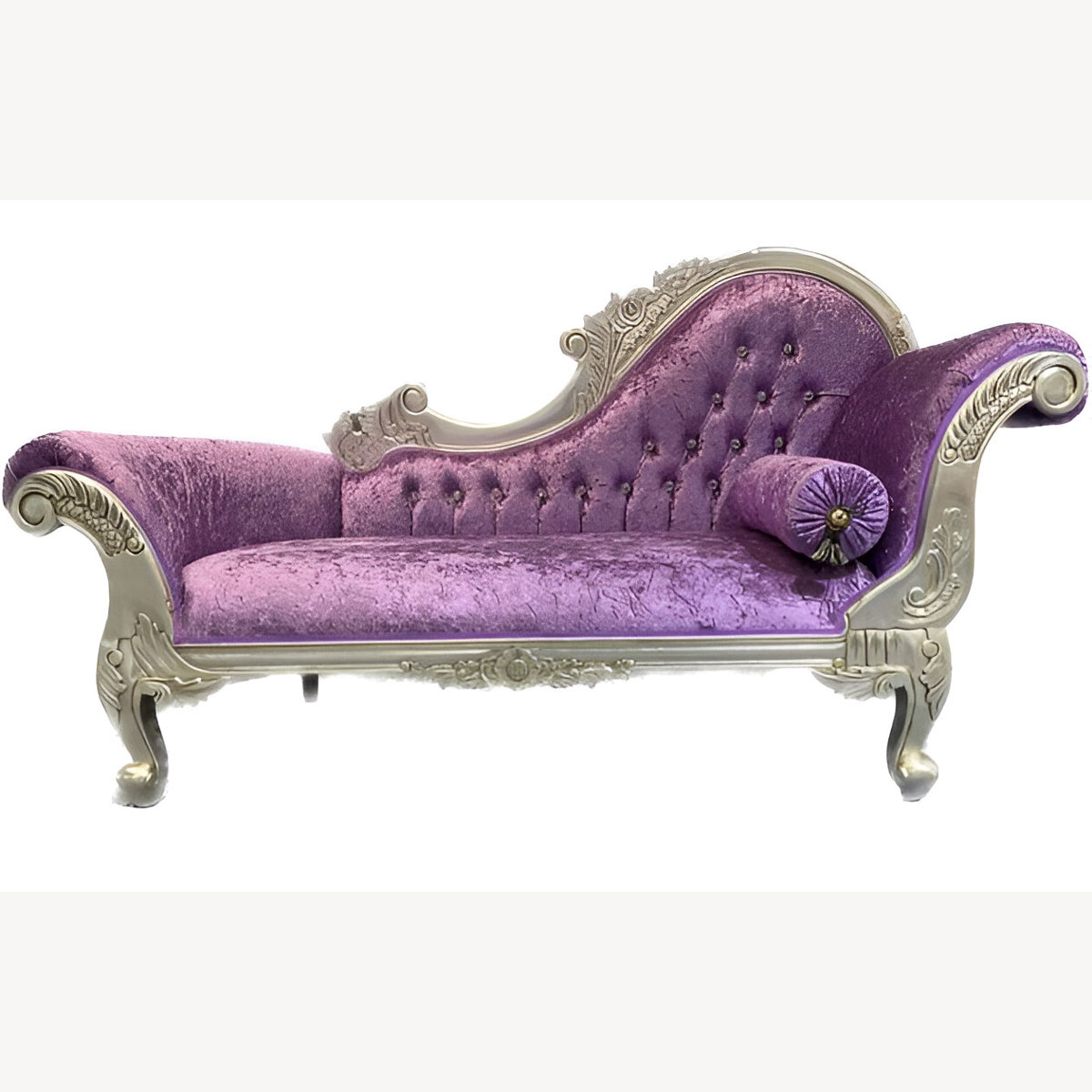 Silver Leaf Medium Hampshire Chaise In Lavender Crushed Velvet With Crystal Buttoning 5 - Hampshire Barn Interiors - Silver Leaf Medium Hampshire Chaise In Lavender Crushed Velvet With Crystal Buttoning -