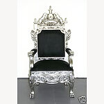 Tudor Royal Throne Chair In Silver And Black 1 - Hampshire Barn Interiors - Tudor Royal Throne Chair In Silver And Black -