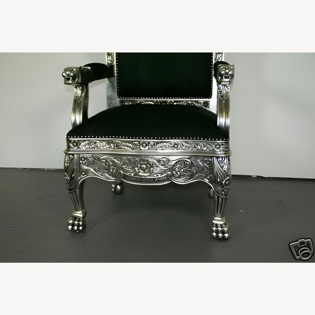 Tudor Royal Throne Chair In Silver And Black 2 - Hampshire Barn Interiors - Tudor Royal Throne Chair In Silver And Black -