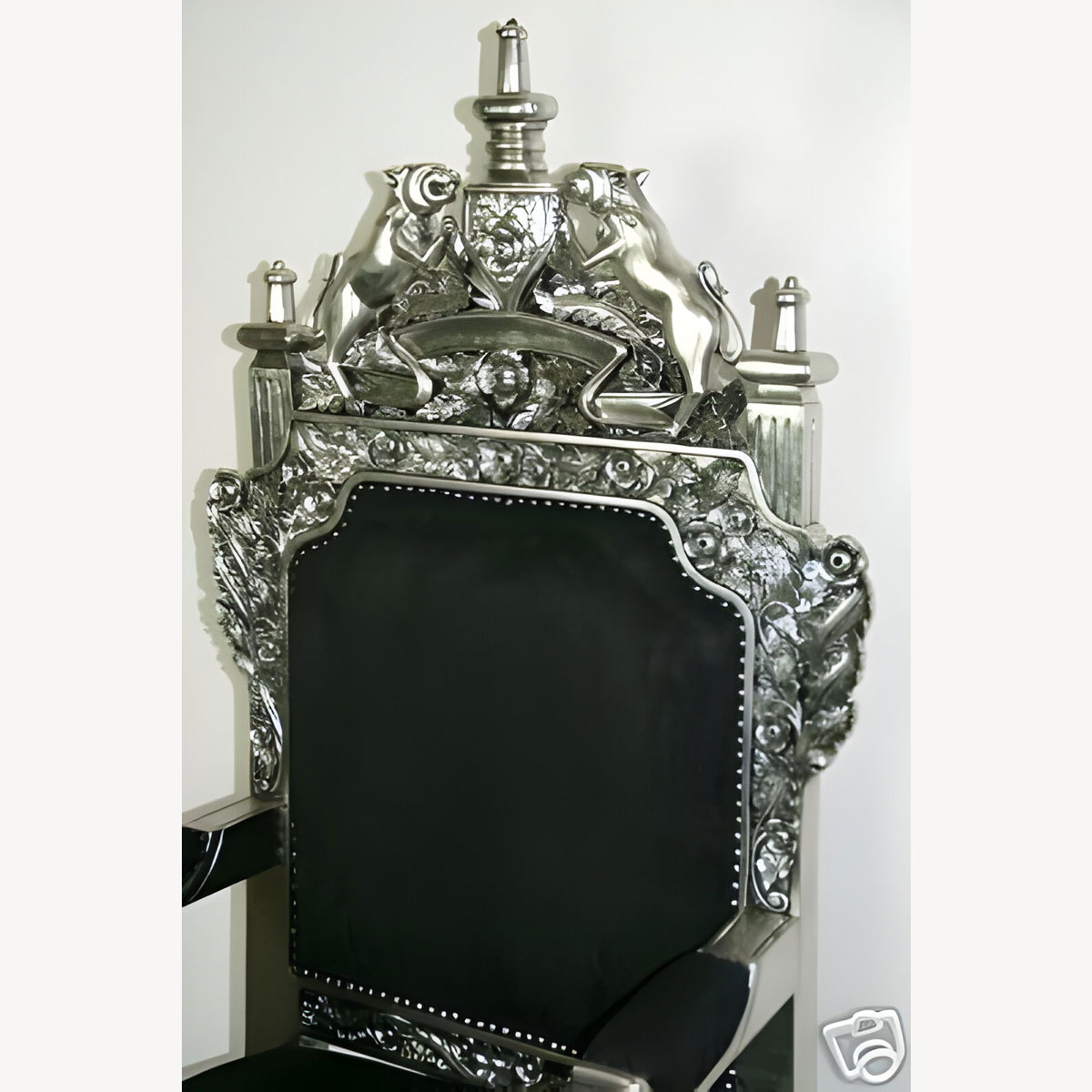 Tudor Royal Throne Chair In Silver And Black 4 - Hampshire Barn Interiors - Tudor Royal Throne Chair In Silver And Black -