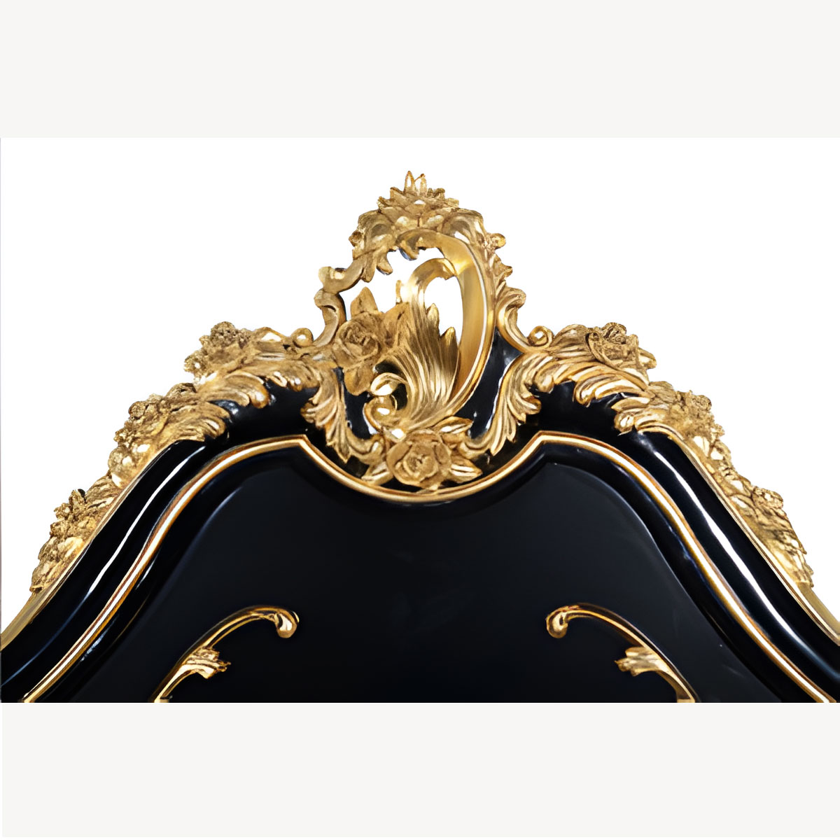 Versailles Ornate Bed In Black With Gold Detailing 2 - Hampshire Barn Interiors - Versailles Ornate Bed In Black With Gold Detailing -
