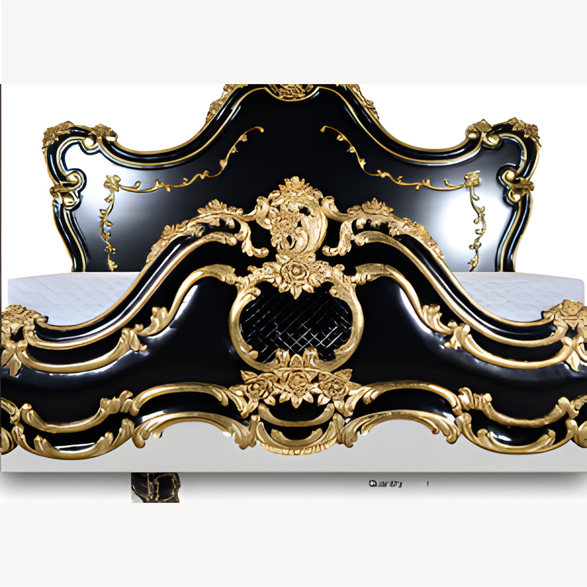 Versailles Ornate Bed In Black With Gold Detailing 3 - Hampshire Barn Interiors - Versailles Ornate Bed In Black With Gold Detailing -