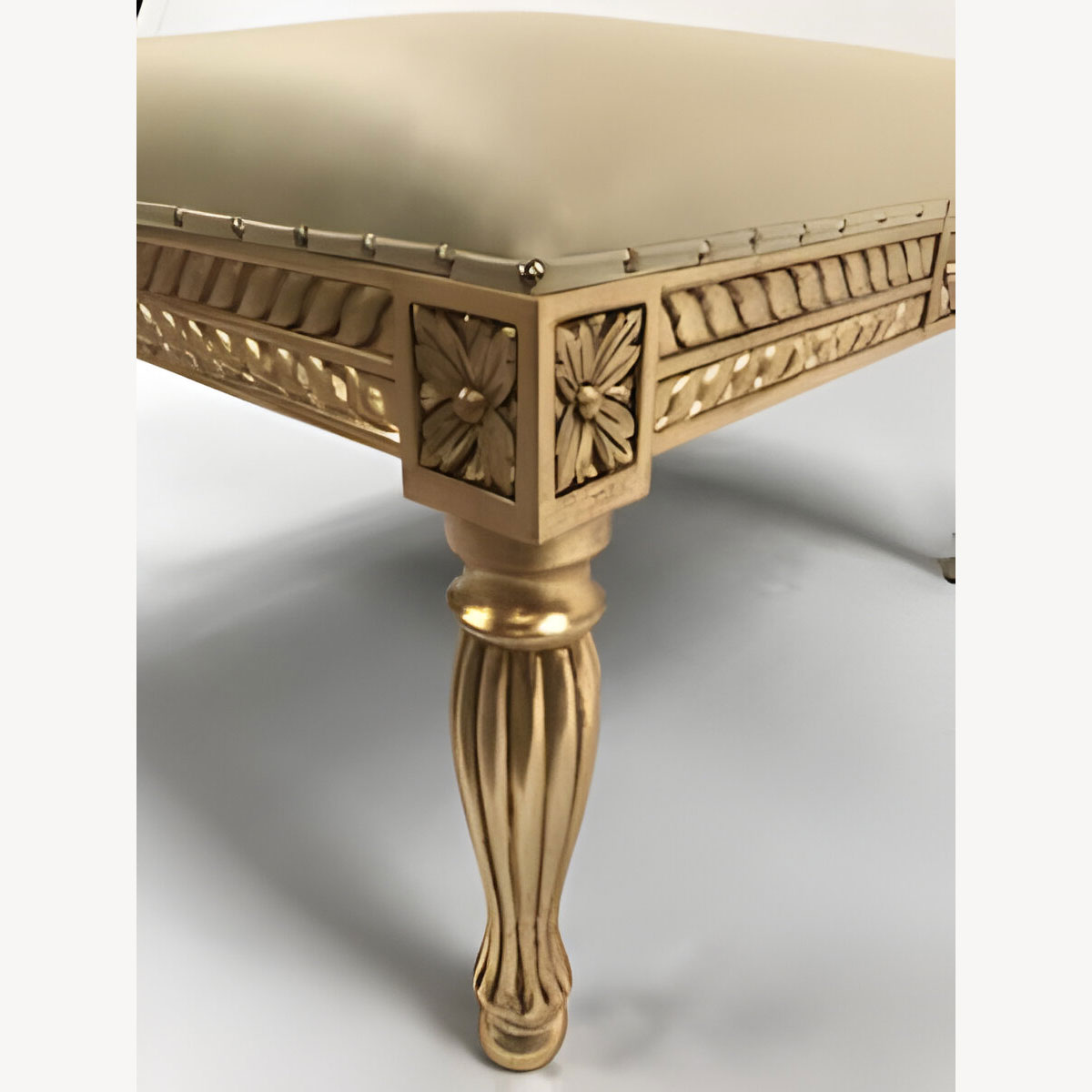 Wedding Large Stool Gold Leaf Frame With Easiclean Faux Leather 6 - Hampshire Barn Interiors - Wedding Large Stool Gold Leaf Frame With Easiclean Faux Leather -