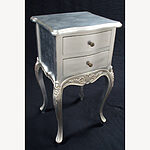 Beautiful Parisian Ornate Two Drawer Lamp Side Table Or Bedside Cabinet Shown In Silver Leaf 2 - Hampshire Barn Interiors - Beautiful Parisian Ornate Two Drawer Lamp Side Table Or Bedside Cabinet Shown In Silver Leaf -